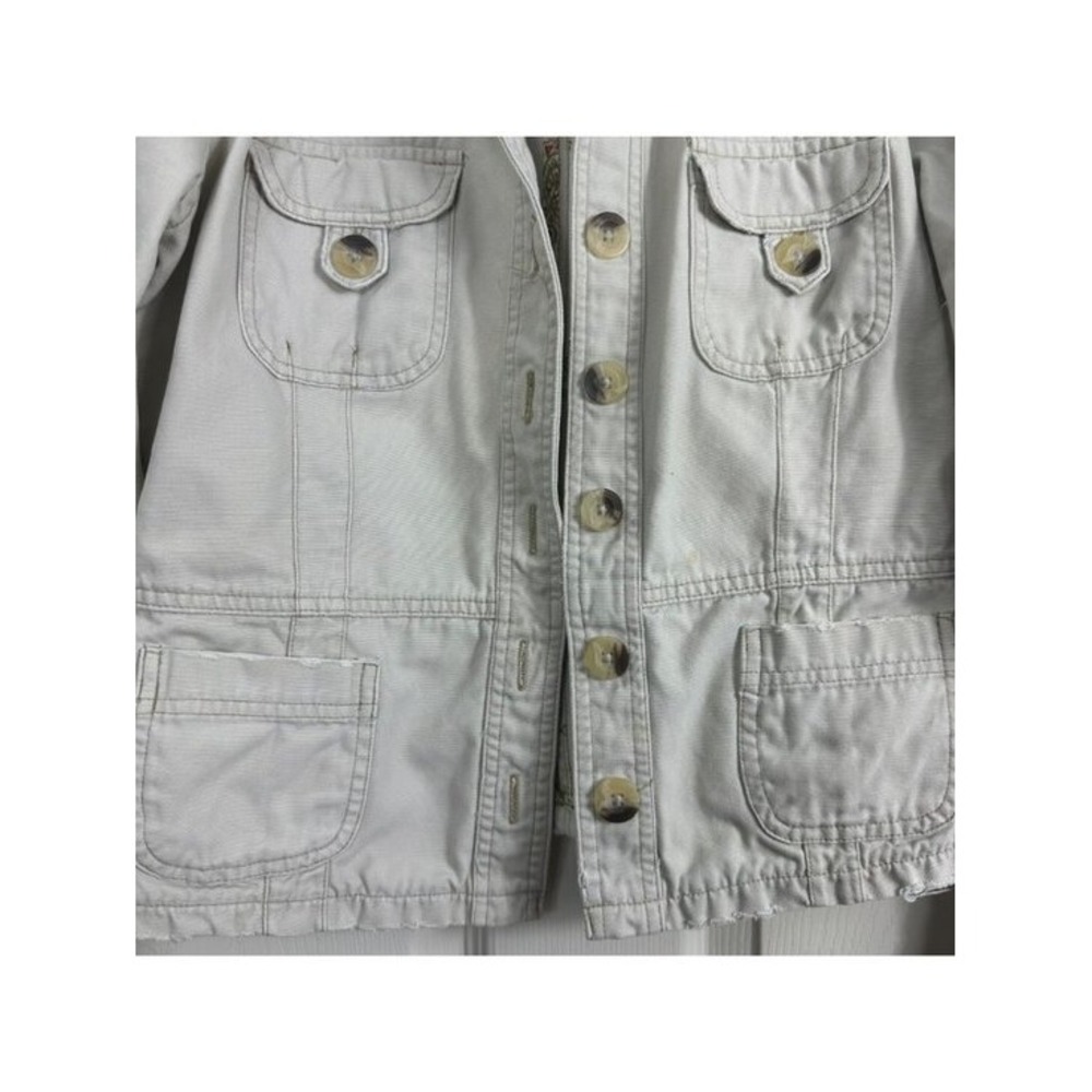Jordache Juniors Large Beige Cotton Utility Jacket With Button Front & Multiple - Picture 6 of 15